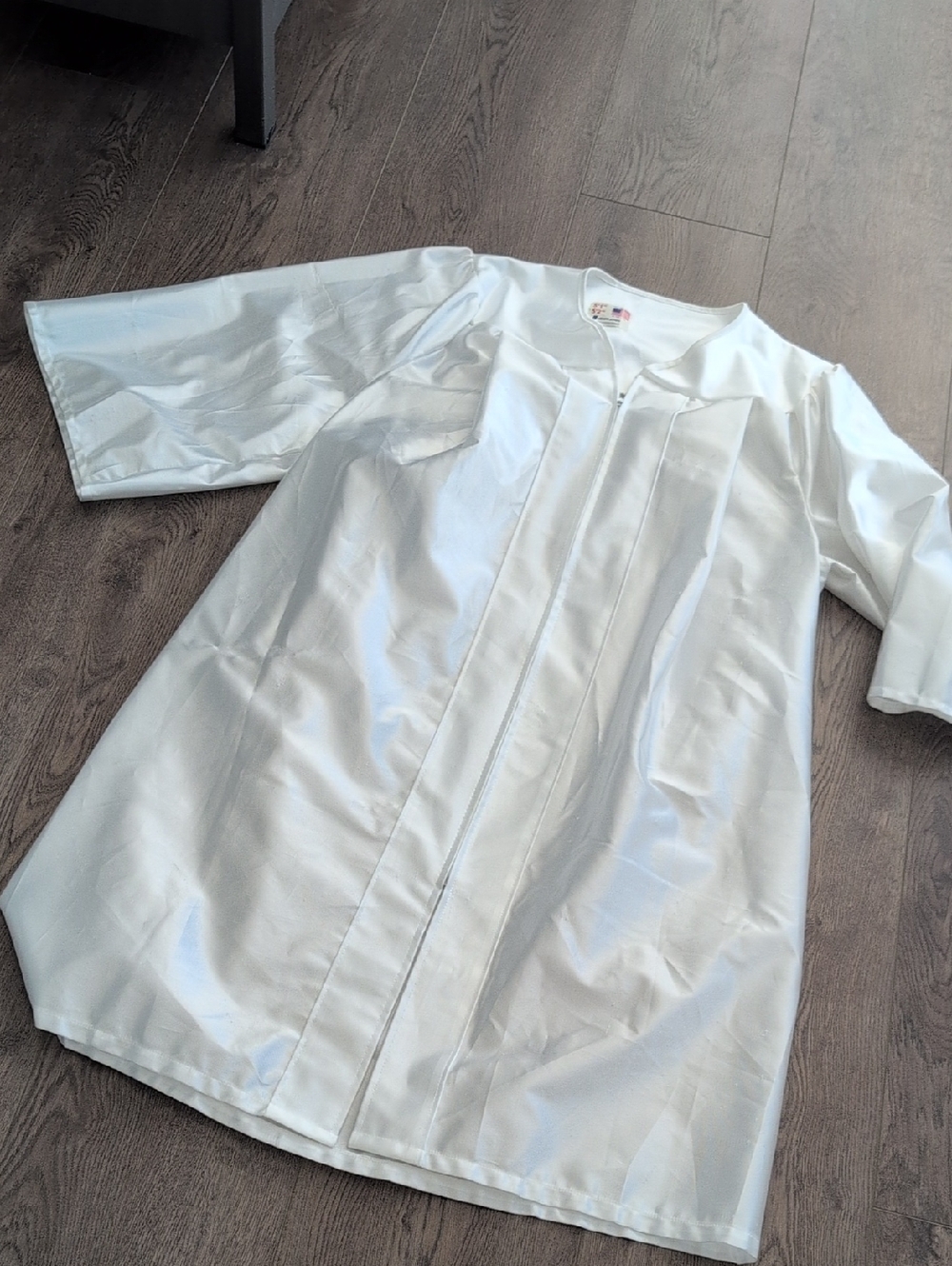White Graduation Gown with Front Zip